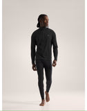 Rho Merino Wool Zip Neck Men's Black - Arc'teryx Australia