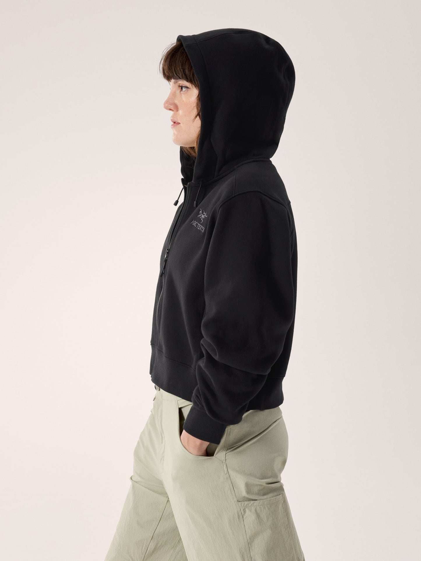 Emblem Fleece Full Zip Crop Hoody Women's