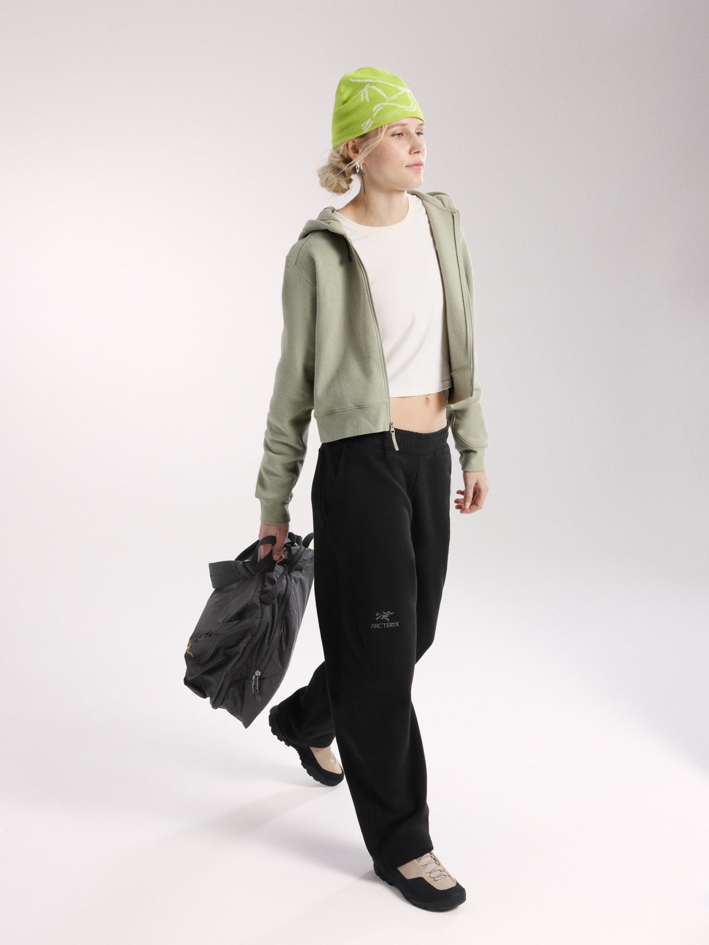 Emblem Fleece Full Zip Crop Hoody Women's